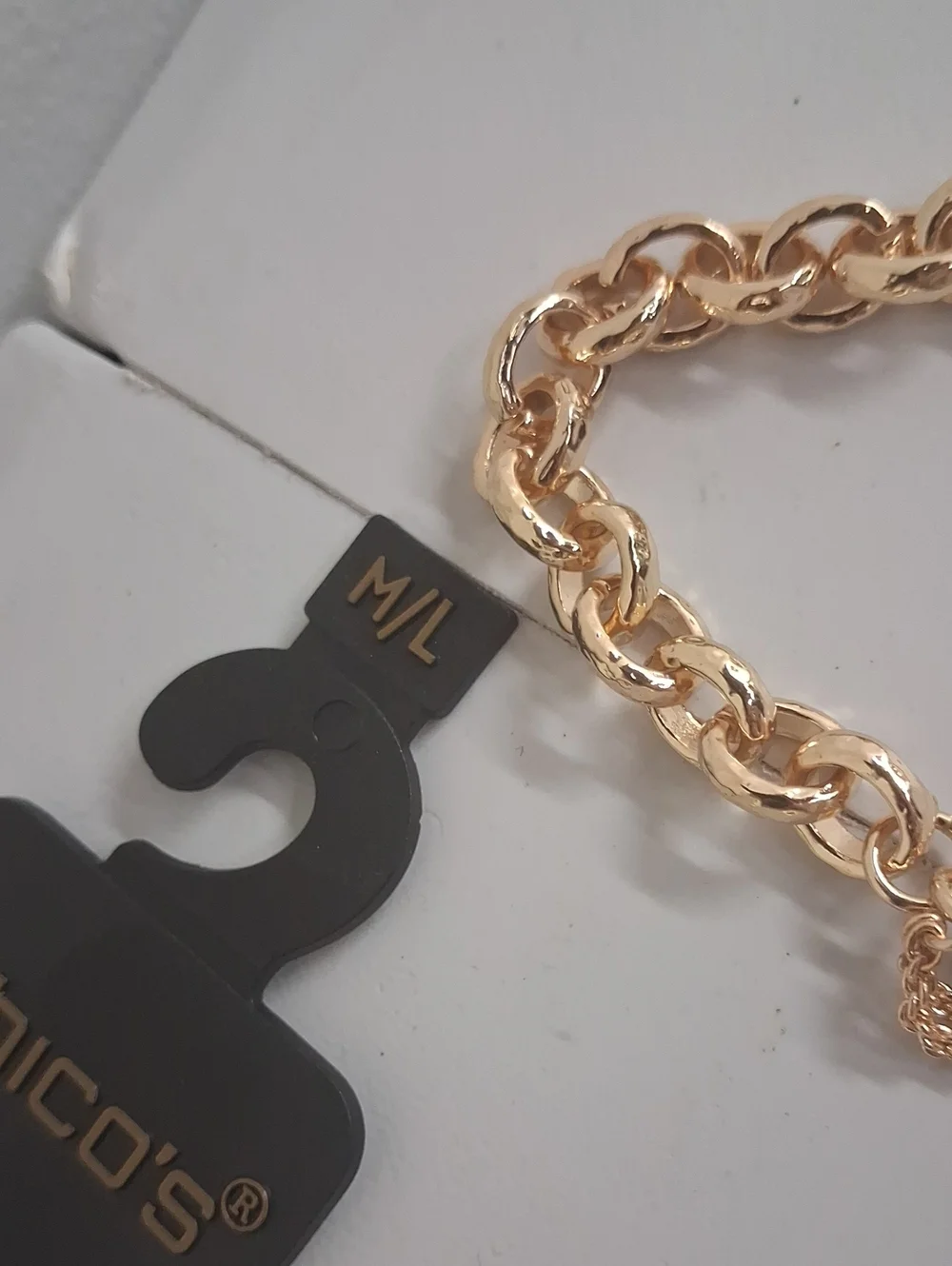 NWT Womens Chico's Gold Multi-Strand Belt Chain Sz. M/L